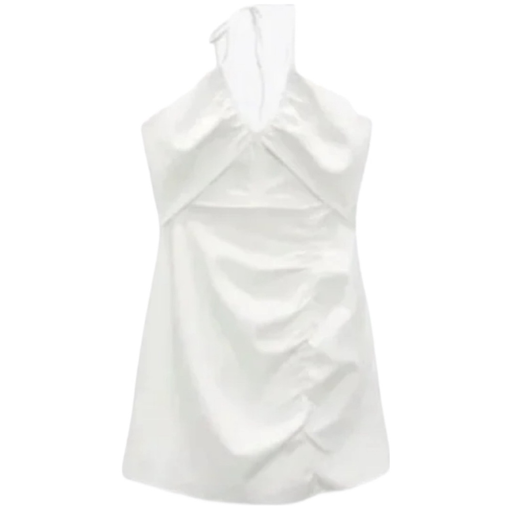 NEW ZARA White Halter Summer Mini Dress size XS ⭐️